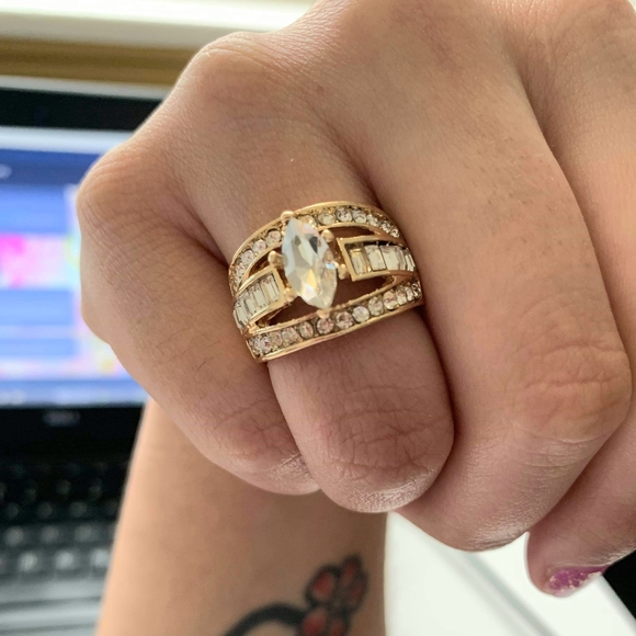 18k gold filled women cuban charmed ring